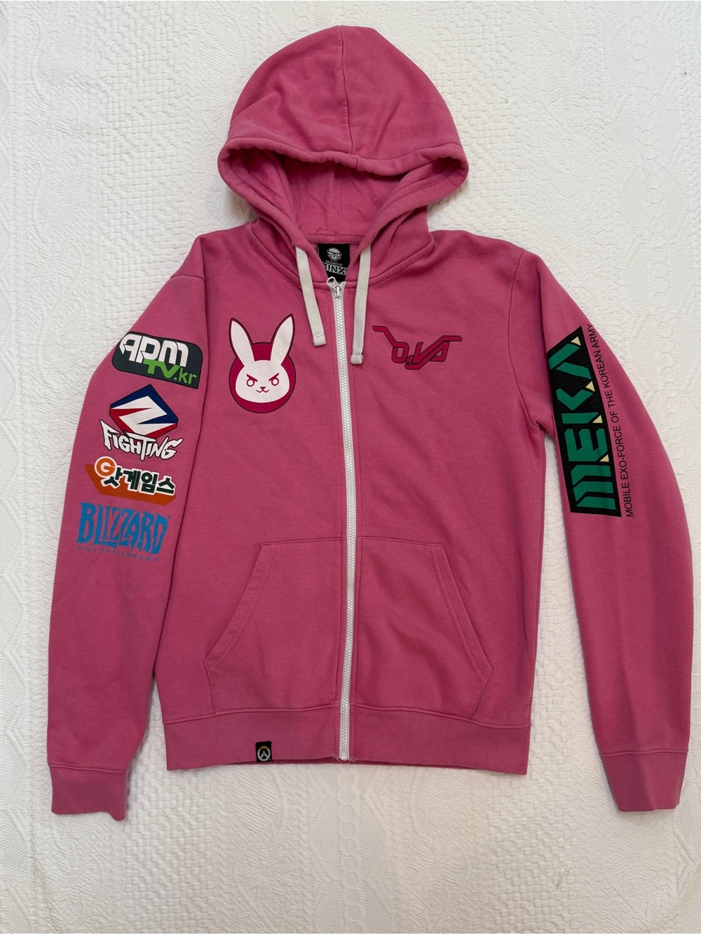 J!NX Overwatch D.Va Ultimate Hoodie Mens Medium M Pink Full Zip Sweatshirt Jinx